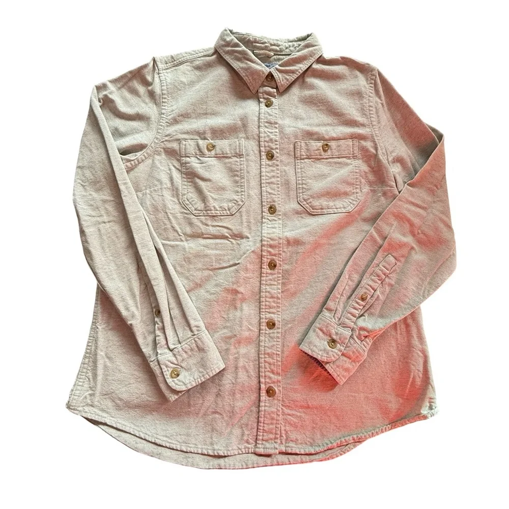 L.L. Bean Women’s Light Gray 100% Cotton Button Down Shirt Size Medium Casual - Picture 2 of 9